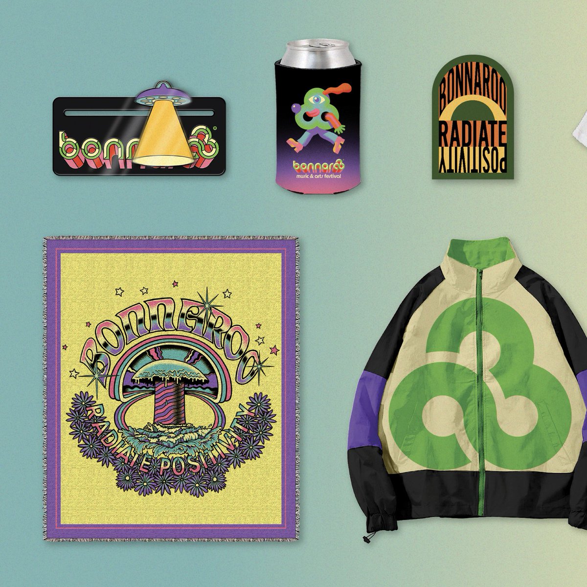 Bonnaroo's tweet photo. sneak peek at the merch we'll have on The Farm this weekend 😍✌️ there will be more items than this, so you better not pack your bags too tight!! https://t.co/St8w3Xz0GY