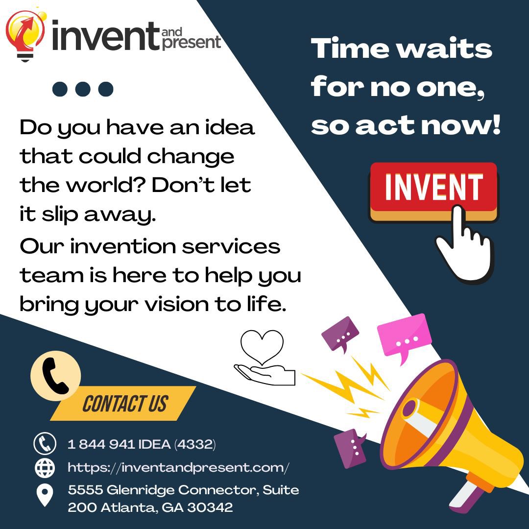 Do you have an #idea that could change the world? Don’t let it slip away. Our #invention services team is here to help you bring your vision to life.
With our 25+ years of industry knowledge, our team will meet your invention idea’s needs.
#ChangeTheWorld #InventionHelp #ActNow