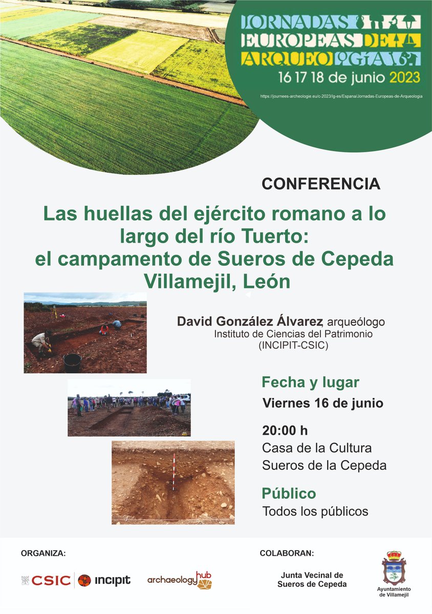 IncipitCSIC's tweet photo. 🗓️Preparen sus agendas!! En el marco de las Jornadas Europeas de Arqueología #JEA2023, @IncipitCSIC  va a realizar varias actividades. 
El día 16 de junio estaremos en Villamejil (León) con una conferencia y en Compostela con un taller y la presentación de un cómic.
Sigue⬇️ https://t.co/ect63giYTa