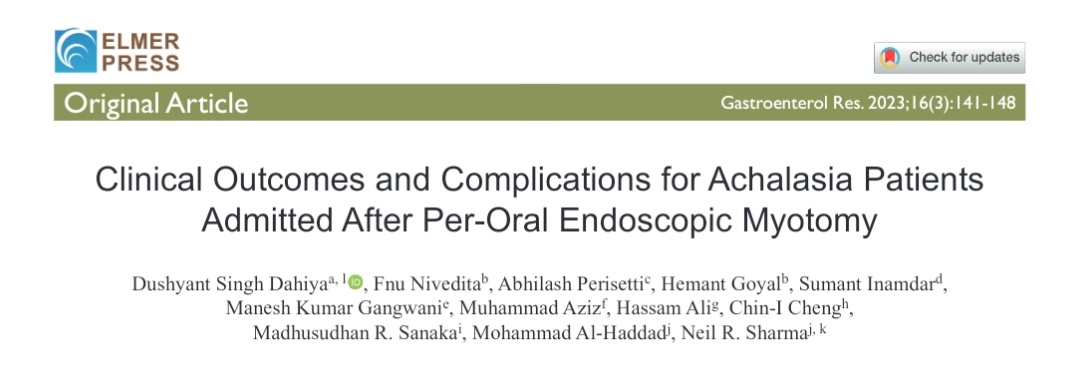 Dushyant Singh Dahiya, MD (@dushdahiya) on Twitter photo 🌟New Pub🌟
Outcomes & Complications for Achalasia Patients Admitted After POEM📊
gastrores.org/index.php/Gast…
<a href="/AbhilashPerise1/">Abhilash Perisetti (Abhi)</a> <a href="/HemantGoyalMD/">Hemant Goyal</a>  <a href="/SumantInamdar/">Sumant Inamdar</a> <a href="/mk_gangwani/">Manesh Kumar Gangwani, MD MPH</a> <a href="/Aziz_M50/">Muhammad Aziz</a> <a href="/hassamalii/">Hassam Ali, MD</a> <a href="/NiveditaZakhar/">nivedita zakhar</a> <a href="/MadhuSanakaMD/">Madhu Sanaka</a> <a href="/alhaddad_mo/">Mohammad Al-Haddad, FASGE,FACG, AGAF</a> <a href="/neilRsharmaMD/">Neil Sharma, M.D. FASGE, FACG, AGAF</a> #GITwitter #MedEd #MedTwitter 🌟New Pub🌟
Outcomes & Complications for Achalasia Patients Admitted After POEM📊
gastrores.org/index.php/Gast…
<a href="/AbhilashPerise1/">Abhilash Perisetti (Abhi)</a> <a href="/HemantGoyalMD/">Hemant Goyal</a>  <a href="/SumantInamdar/">Sumant Inamdar</a> <a href="/mk_gangwani/">Manesh Kumar Gangwani, MD MPH</a> <a href="/Aziz_M50/">Muhammad Aziz</a> <a href="/hassamalii/">Hassam Ali, MD</a> <a href="/NiveditaZakhar/">nivedita zakhar</a> <a href="/MadhuSanakaMD/">Madhu Sanaka</a> <a href="/alhaddad_mo/">Mohammad Al-Haddad, FASGE,FACG, AGAF</a> <a href="/neilRsharmaMD/">Neil Sharma, M.D. FASGE, FACG, AGAF</a> #GITwitter #MedEd #MedTwitter