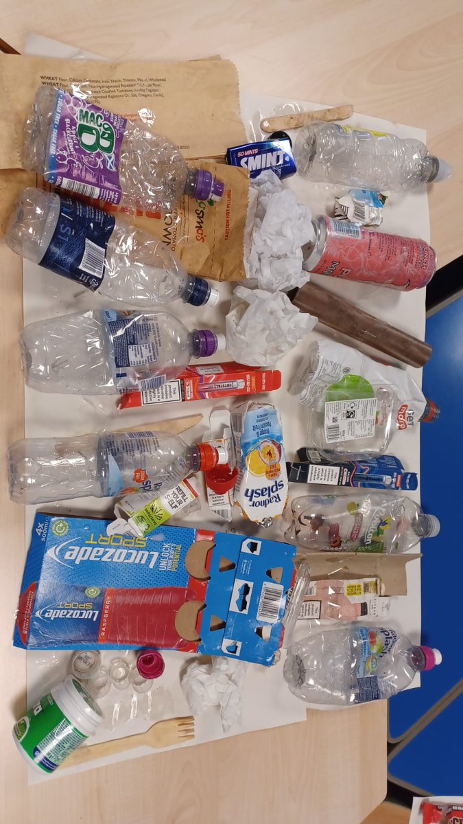 AHSsfl's tweet photo. This afternoon, everyone went rubbish picking in the school playground for only 20 mins and look what they collected! They also collected 4 other black bags of rubbish too. Afterwards, they sorted it into piles for recycling https://t.co/bevkEseU8b