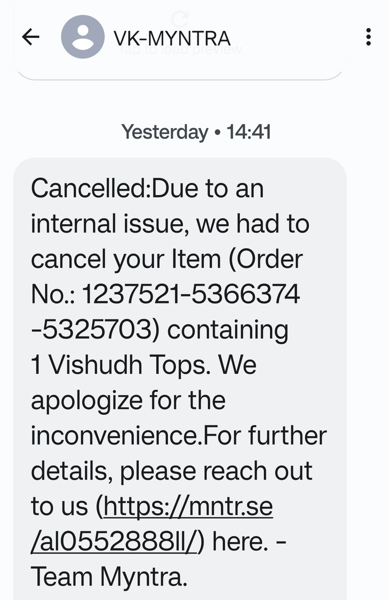 R_Prescilla's tweet photo. @myntra Not sure how it works.. but I see that my order is cancelled due to some internal issues not defined.. and your team is still trying to reach me. Kudos to the servicing team.. 👏👍 #CustomerService #myntra @MyntraSupport https://t.co/0xgOgciPzf