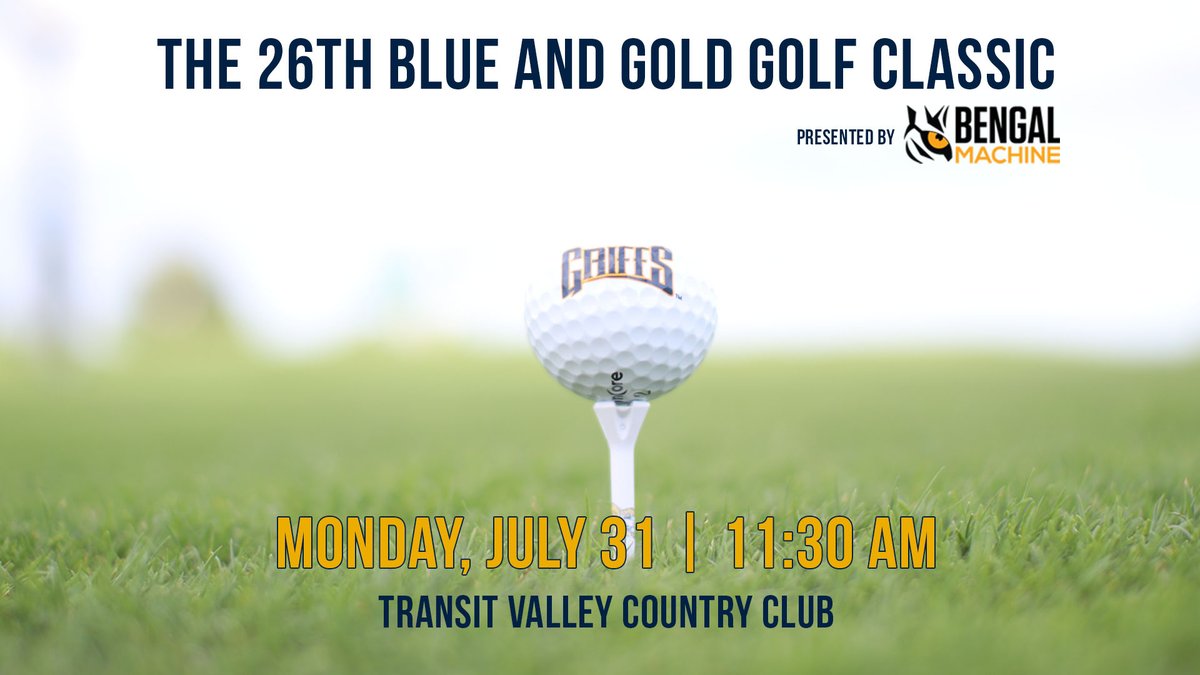 GoGriffs's tweet photo. The 26th Canisius Blue and Gold Golf Classic, presented by Bengal Machine, is just seven weeks away!

Register your team today to help support the #Griffs!

➡️ https://t.co/JLyTHYDPEK https://t.co/b1MxkjrS2Z