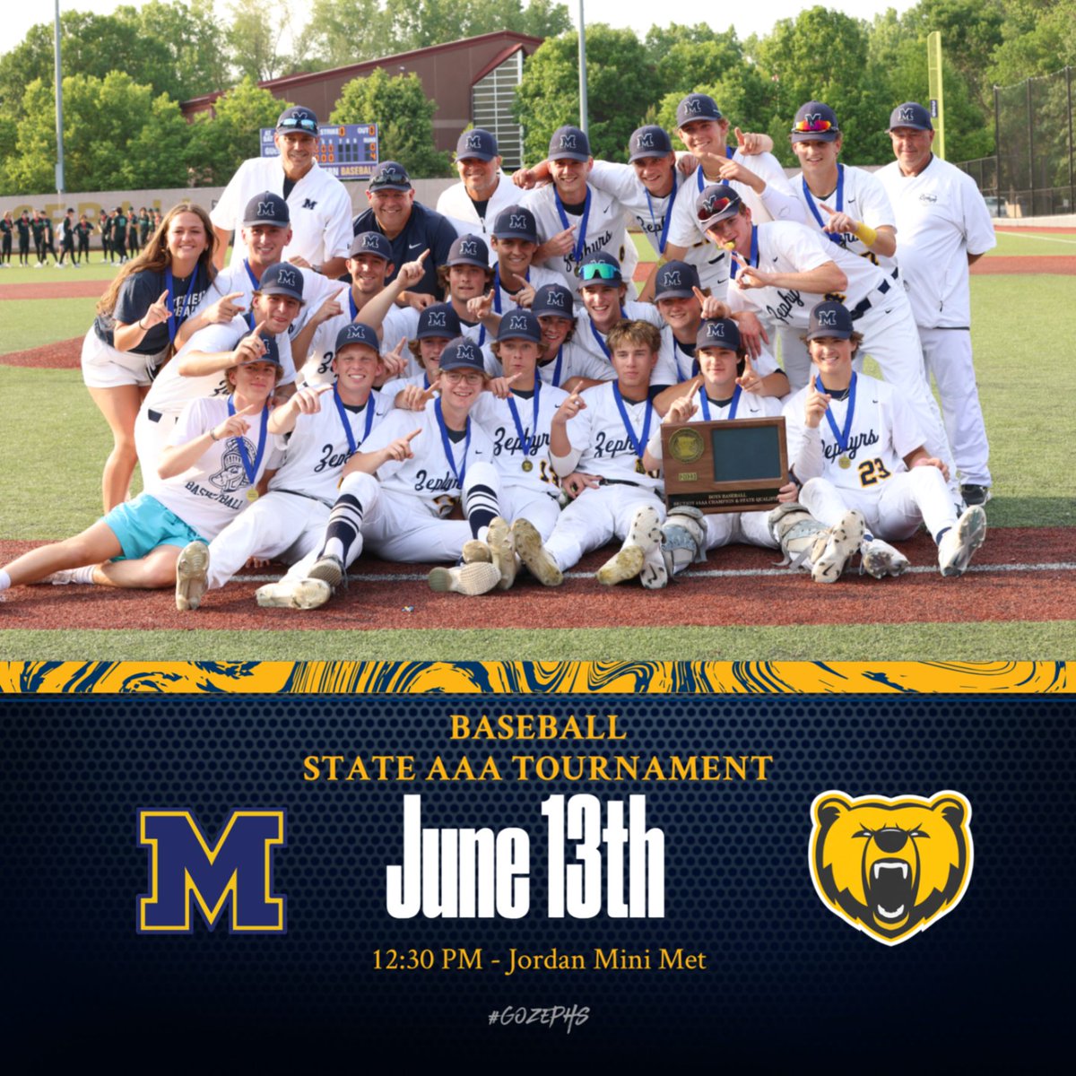 Best of luck to the baseball team at the STATE Tournament tomorrow! #GoZephs