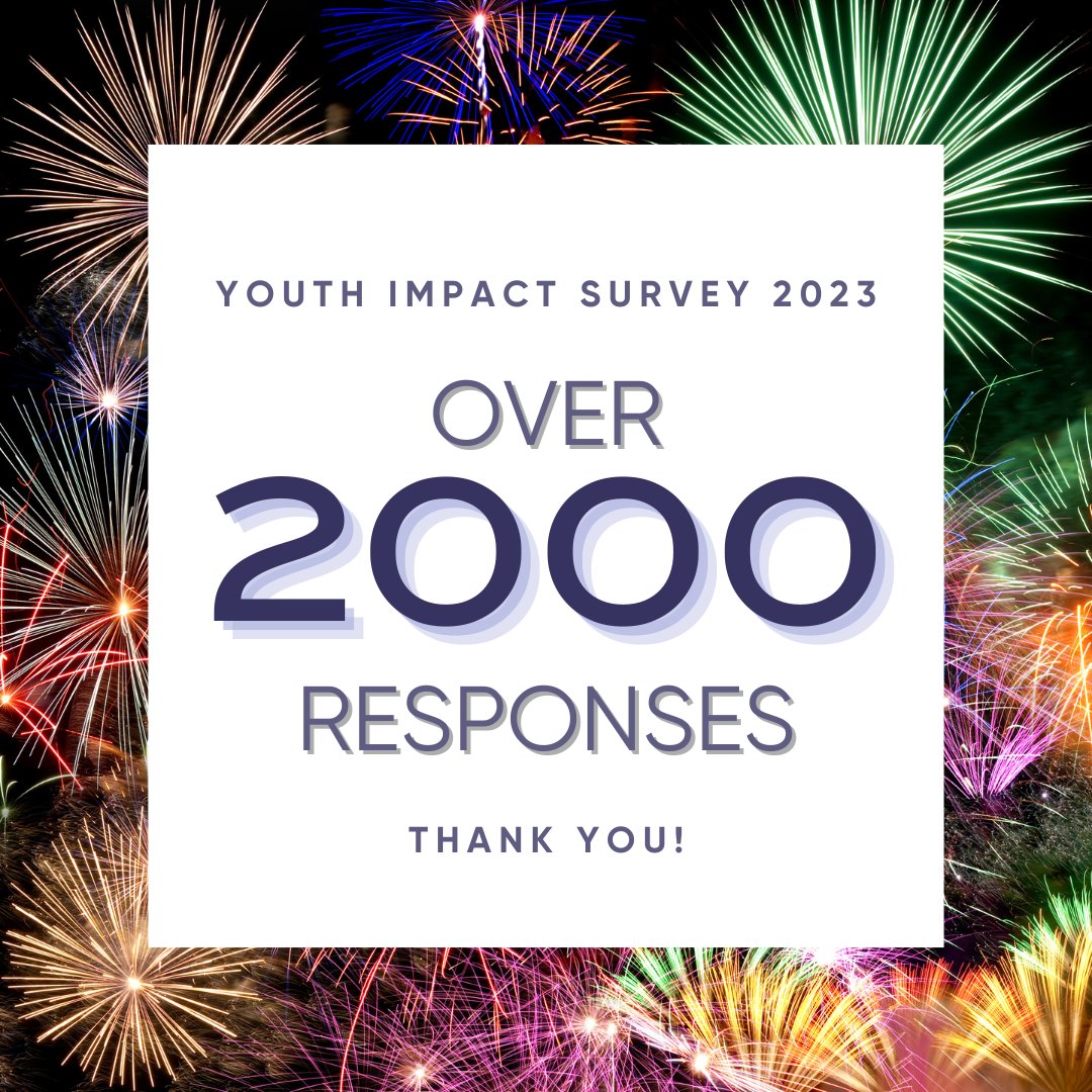 [1/2] And that's a wrap! We heard from over 2000 youth for the #YouthImpactSurvey.

THANK YOU to all the youth who filled it out. THANK YOU to all the organizations who supported us by promoting the survey, hosting events, donating prizes, and more.