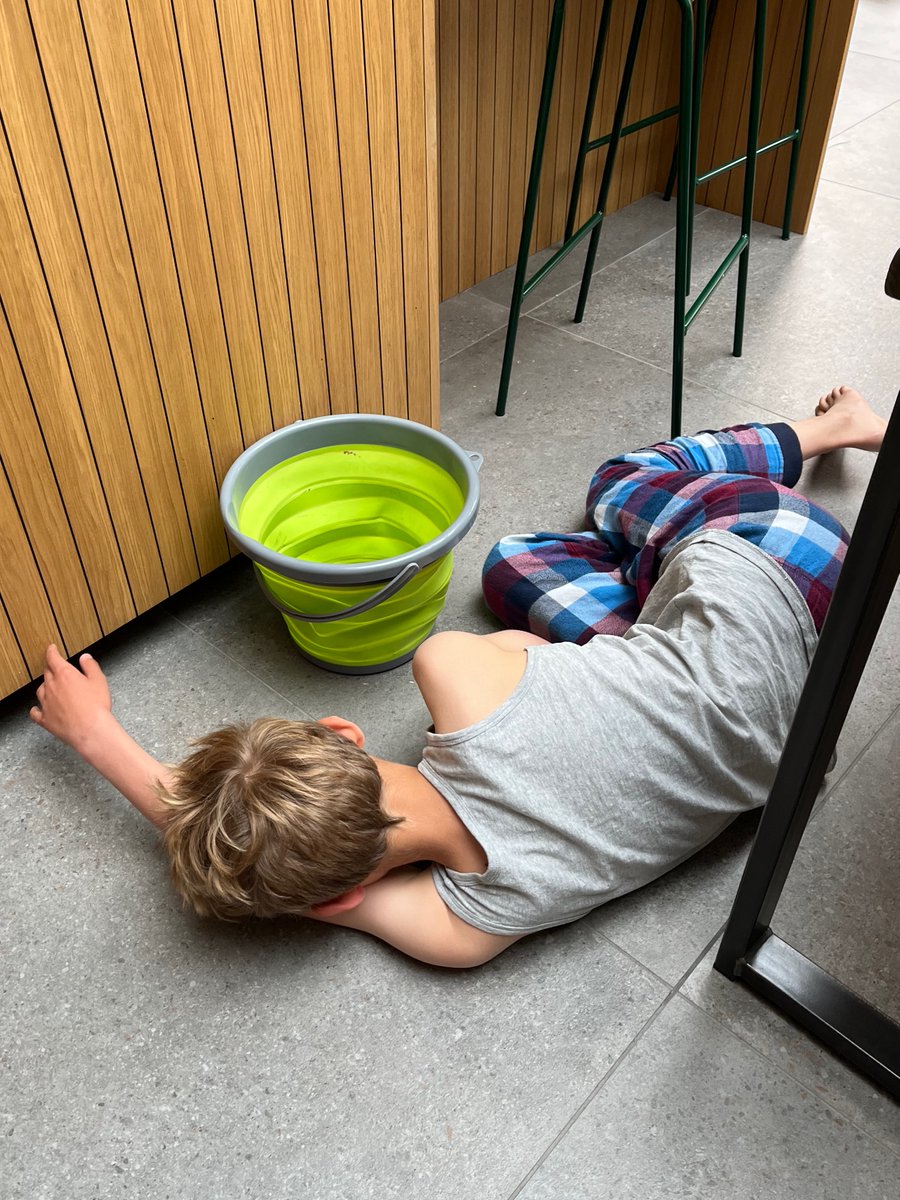 My son after playing in the Wye at his year six camp this weekend-many of them very unwell. Our children can't play in rivers anymore @Feargal_Sharkey @SaveTheWye @RiverActionUK @FriendsUpperWye @Tesco @WildlifeTrusts @GeorgeMonbiot @GoodLawProject @NaturalEngland @ChrisGPackham