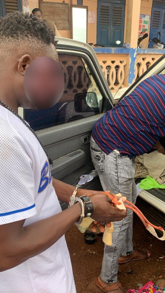 GhPoliceService's tweet photo. POLICE ARREST SUSPECT FOR THREATENING HARM AND POSSESSING FIREARMS WITHOUT LAWFUL AUTHORITY DURING A FOOTBALL MATCH AT KPANDO https://t.co/wLdz0YTmf8