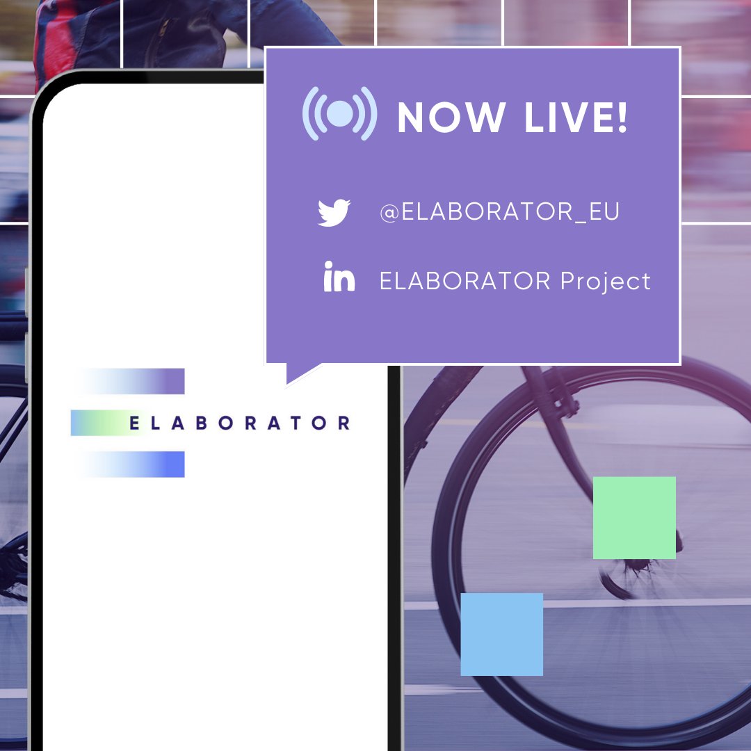 ELABORATOR Project (@elaborator_eu) on Twitter photo Hello, Twitter👋
The #ELABORATORproject social media channels are now live!
🌱🏙️We are the <a href="/HorizonEU/">Horizon Europe 🇪🇺</a> European Living Lab on designing & co-creating inclusive #SustainableMobility interventions, towards climate-neutral cities.
Follow us now and stay up to date on our journey. Hello, Twitter👋
The #ELABORATORproject social media channels are now live!
🌱🏙️We are the <a href="/HorizonEU/">Horizon Europe 🇪🇺</a> European Living Lab on designing & co-creating inclusive #SustainableMobility interventions, towards climate-neutral cities.
Follow us now and stay up to date on our journey.