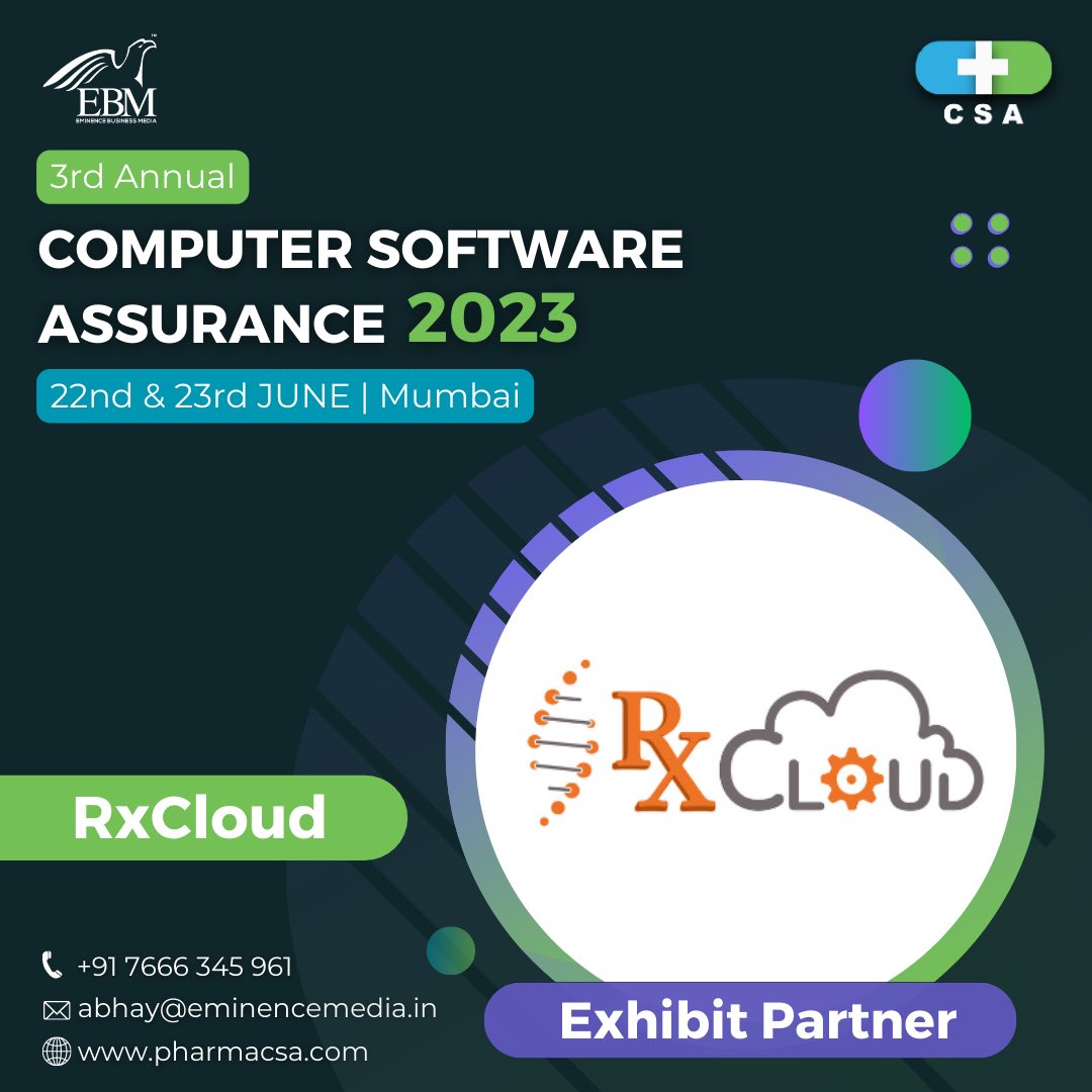 Welcome on board our Exhibit Partner - RxCloud for the 3rd Annual Computer Software Assurance 2023.

#eminencebusinessmedia #ebmcsa3 #computersoftwareassurance