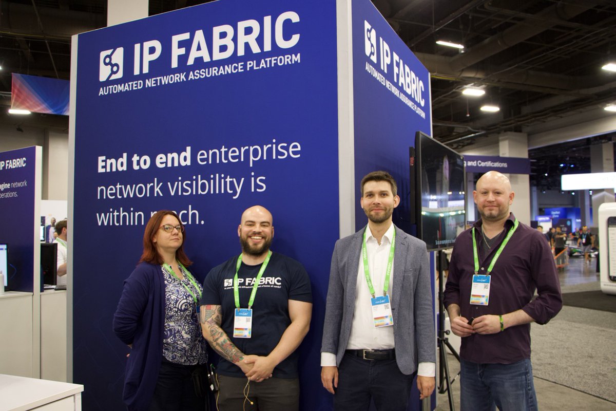 IPFabric's tweet photo. Our team had an incredible time at #CiscoLive2023, in the World of Solutions and bringing automated network assurance to life in front of those who need it most.
Didn't make it? Reach out to us! https://t.co/aGByYO3prz
#NetworkAssurance #NetworkAutomation #IPFabric #Cisco https://t.co/ND2JThGWUN