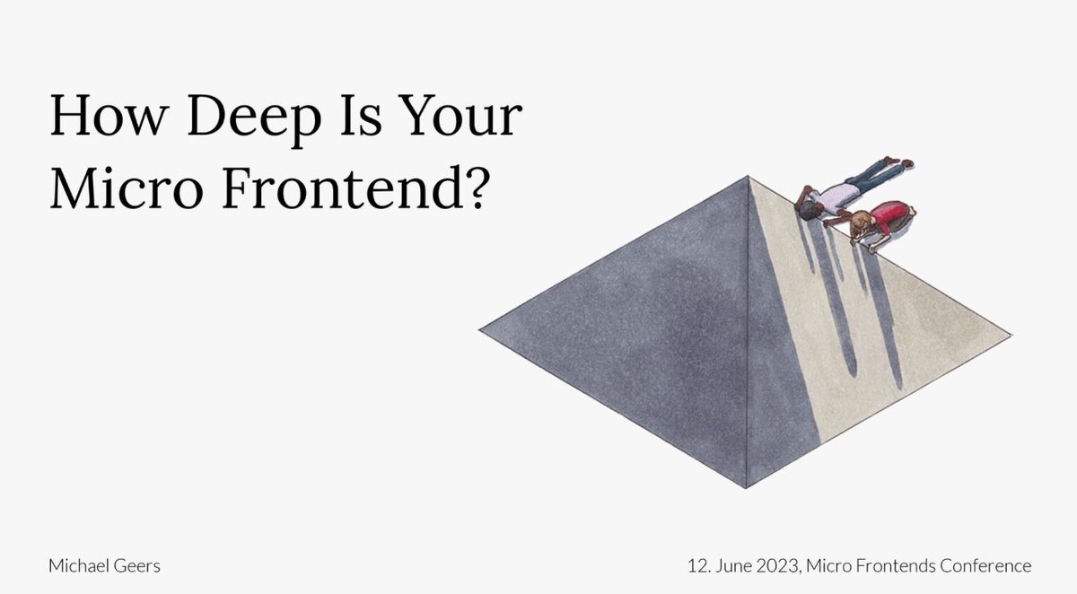 🎵 'How Deep Is Your Micro Frontend?' You can find the slides of my #microfrontends talk here 👇 speakerdeck.com/naltatis/how-d… @FlorianRappl thanks for organizing this micro frontends conference. 🌈