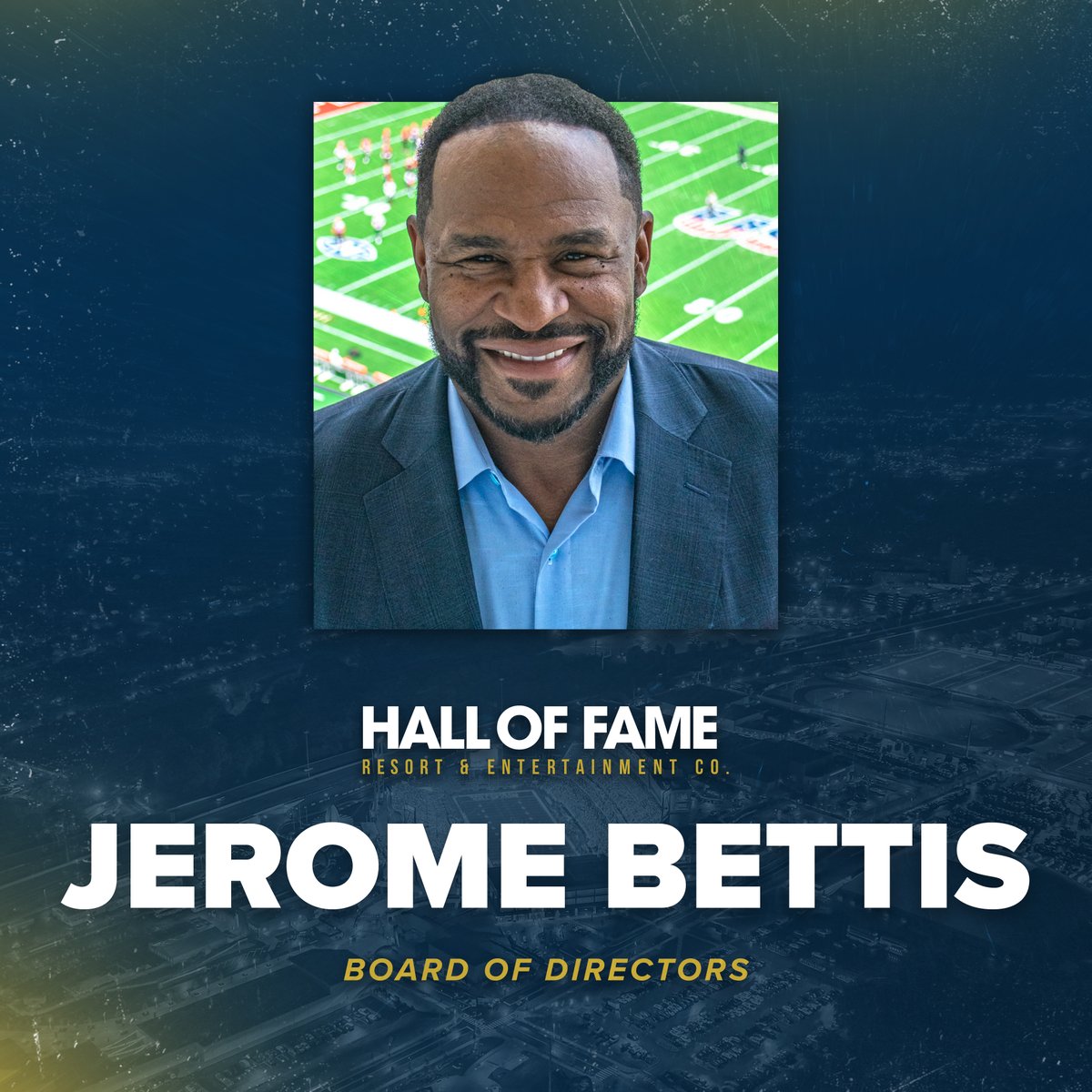 HOFRECO's tweet photo. Hall of Fame Resort &amp; Entertainment Company Appoints Hall of Famer Jerome Bettis to its Board of Directors
➡️ https://t.co/kQlUDi6Cco https://t.co/qDKxNJoZu1