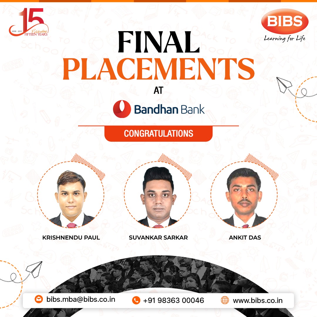 BIBS is delighted and proud to share the final placements of the students.

We congratulate & wish them success in their career!

#bibs #bibskolkata #placements #placed #placementdrive #mbalife #mbacareer #mbastudent #mbaplacement #mbacollege #mbadegree #studentlife #placement
