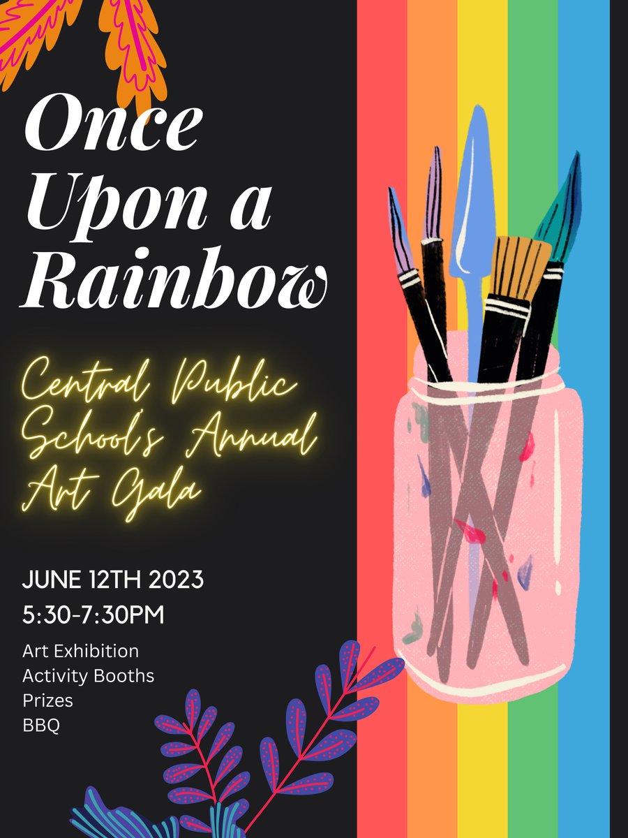 CenPublicSchool's tweet photo. When you arrive, find the main rainbow table to buy tickets - tickets are 5 for 5$. These tickets are good to participate in activities, buy food or enter raffles.

Then, find the second rainbow table in the gym. This is where you can purchase your child's artwork for 10$. https://t.co/w1qsaNhQ0d