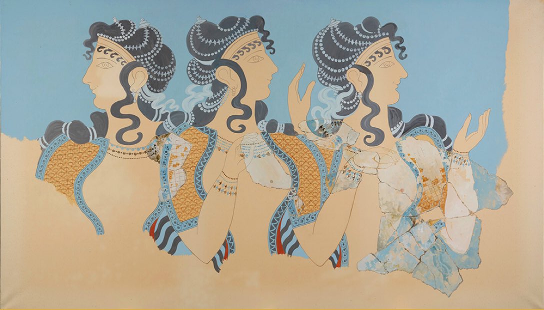 rsutcliff's tweet image. There is much to learn of Minoan Crete &amp;amp; the role of women at #LabyrinthAshmolean. Women are prominent on frescoes/ objects in the Palace of Knossos. Some suggest Minoan Crete was a matriarchy; others that women’s importance was religious, as priestesses of a mother goddess. You?