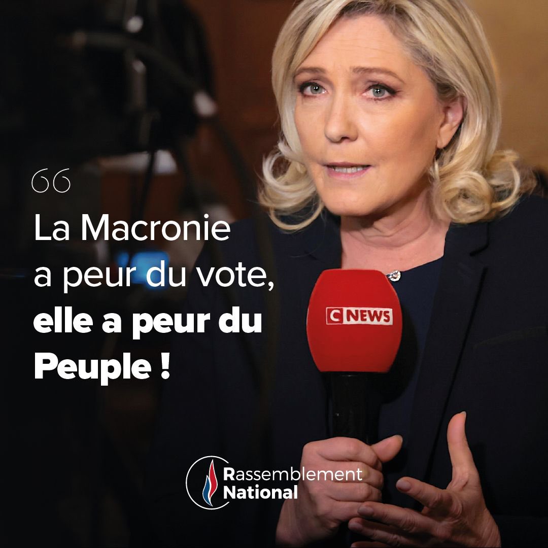 RNational_off's tweet photo. 🔴 La Macronie a peur du vote des députés à l’Assemblée nationale car, au fond, elle a peur du peuple !

Pour redonner un souffle démocratique à la République française, en permettant la consultation régulière des Français, rejoignez-nous 👉🏻 https://t.co/F5cjIzFFW0 https://t.co/wnxbVjsTHJ