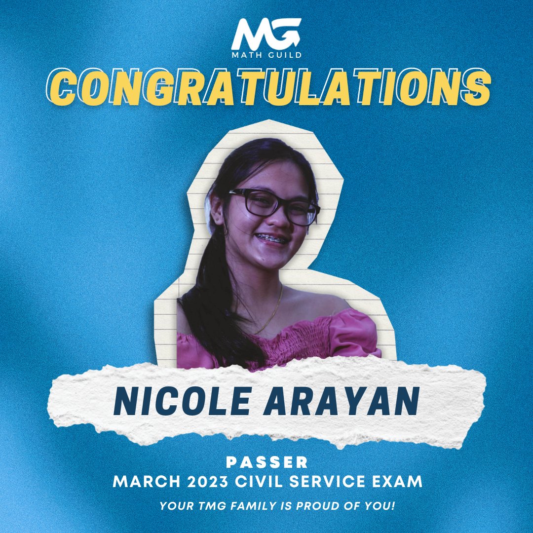 upvtcmathguild's tweet photo. 𝗧𝗵𝗲 𝗠𝗮𝘁𝗵𝗲𝗺𝗮𝘁𝗶𝗰𝘀 𝗚𝘂𝗶𝗹𝗱 extends its warmest congratulations to its resident Guilders for passing the 𝗠𝗮𝗿𝗰𝗵 2023 𝗖𝗶𝘃𝗶𝗹 𝗦𝗲𝗿𝘃𝗶𝗰𝗲 𝗘𝘅𝗮𝗺𝗶𝗻𝗮𝘁𝗶𝗼𝗻.

1/5 https://t.co/EDCCj7HITu
