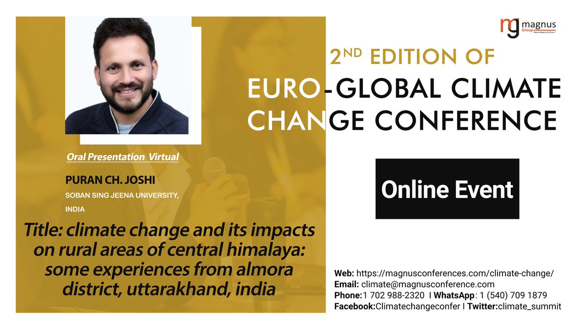 climate_summit's tweet photo. Get excited! Puran Ch Joshi from Soban Sing Jeena University, India will be joining us at  @climate_summit talk about their ground-breaking work. This is an event you won't want to miss.

Register: https://t.co/Rqtzw1yO8K
 📅September 21-23, 2023 https://t.co/nSA08YGuV2