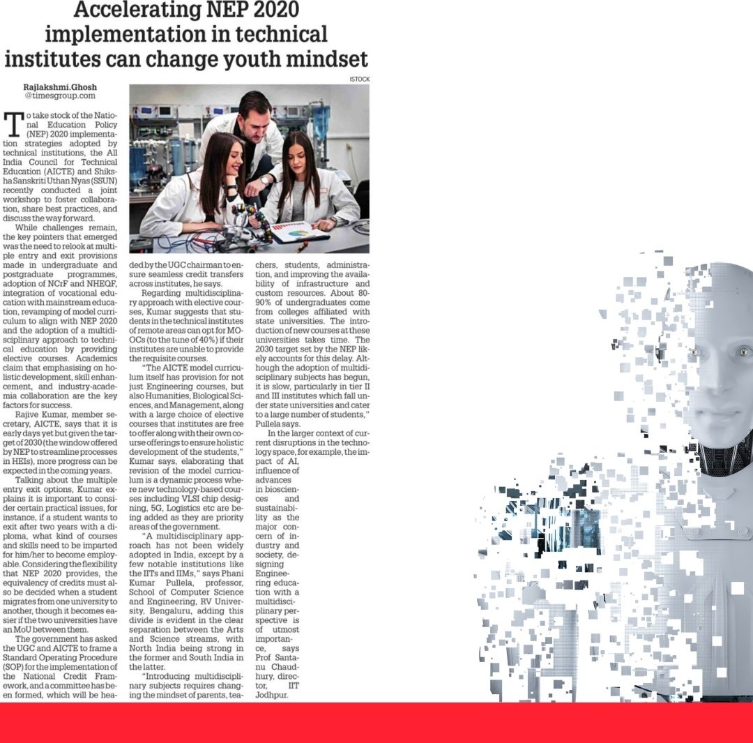 FGCTweets's tweet photo. Prof. Santanu Chaudhury, Director of @iitjodhpur,  advocates swift implementation of NEP 2020 to revolutionize technical education. 
Read the full article here.

@AICTE_INDIA @timesofindia

#NEP2020 #TransformingEducation #EmpoweringYouth #IITJodhpur #TOI #FootprintCoverage https://t.co/kxv0KlOjRJ