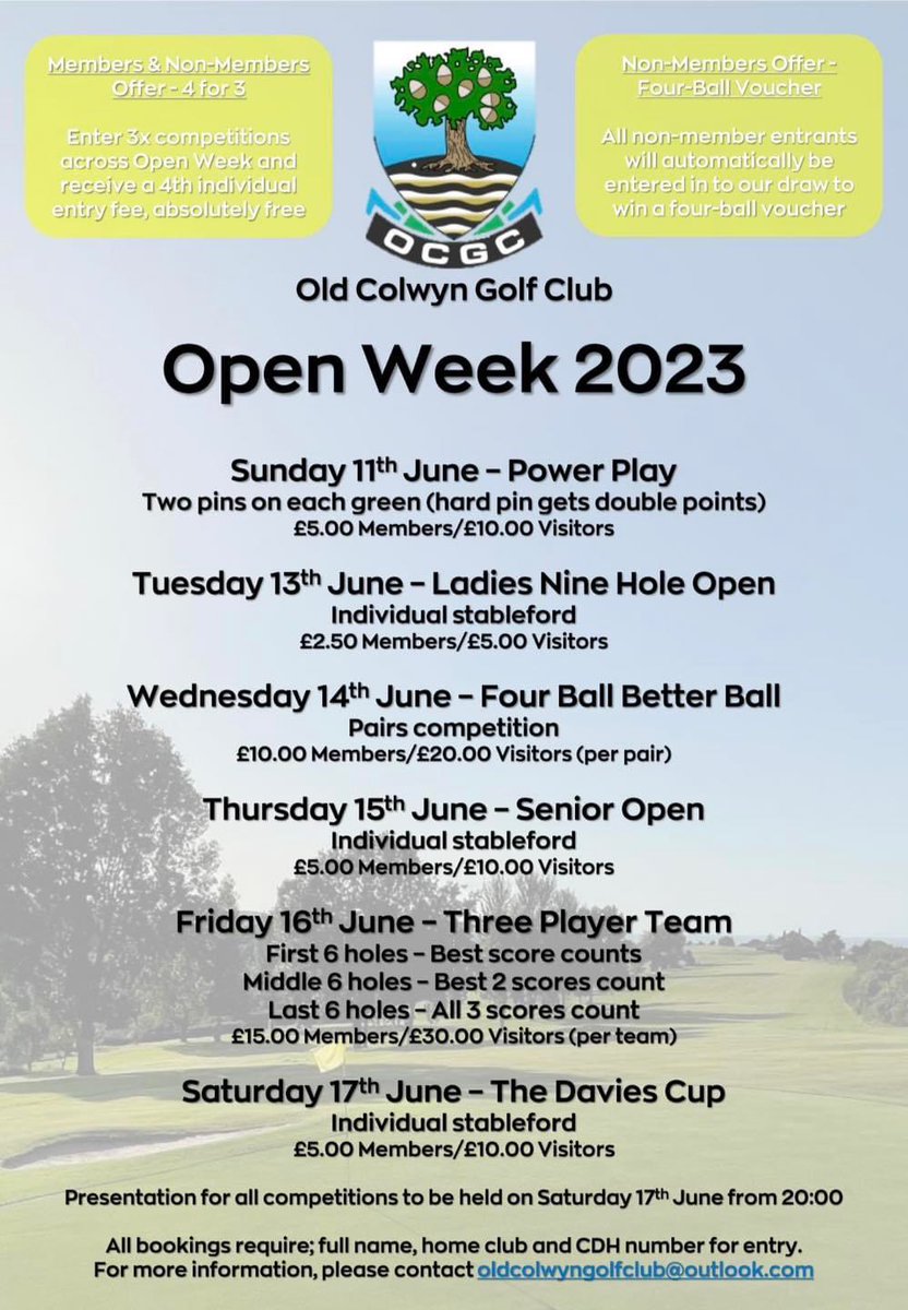 Old Colwyn Golf Club (@oldcolwyngolf) on Twitter photo As our Open week begins there’s still a few spaces left for all competitors. The weather looks good for the rest of the week and the course is in great condition following recent investment. Please contact the club via email or social media to book a tee time #golf <a href="/GoNorthWales/">Go North Wales 🏴</a> As our Open week begins there’s still a few spaces left for all competitors. The weather looks good for the rest of the week and the course is in great condition following recent investment. Please contact the club via email or social media to book a tee time #golf <a href="/GoNorthWales/">Go North Wales 🏴</a>