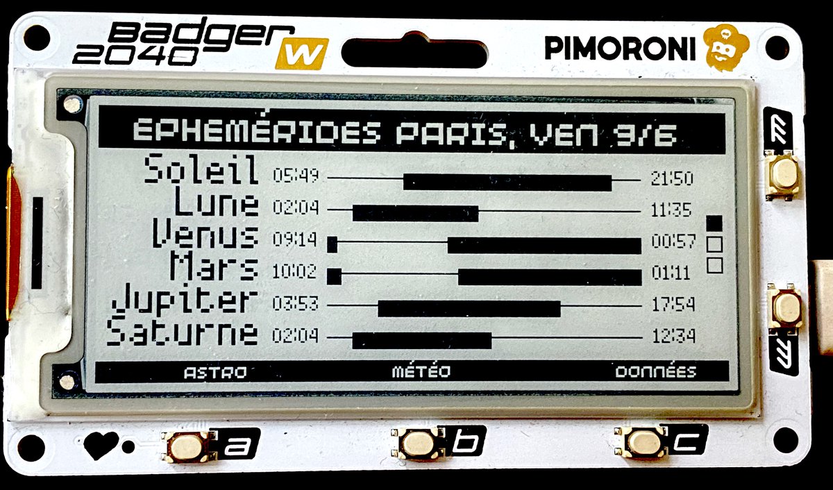 KitingFree's tweet photo. @TheMagPi My latest Pico project: an e-paper info-screen for all the essential data flying around (ISS location, weather forecast, CO2 level, Moon phase, Strava perf, etc.) https://t.co/pSc1GjTpzH https://t.co/tCEbhTOEwr