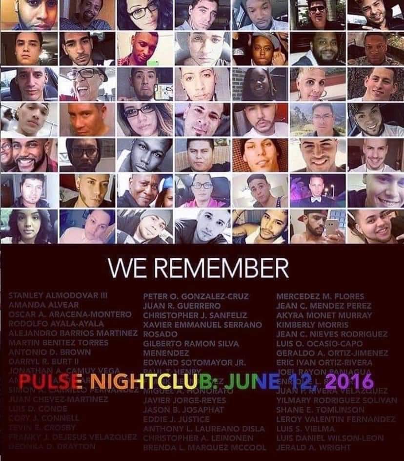 7 years ago, 49 souls were murdered in a night club in #Orlando

Not stereotypes, caricatures, sermon fodder, culture war symbols, or case studies.
We can't allow the #LGBTQ community to be dehumanized.

#OrlandoUnited  #WeRemember #PulseNightclub