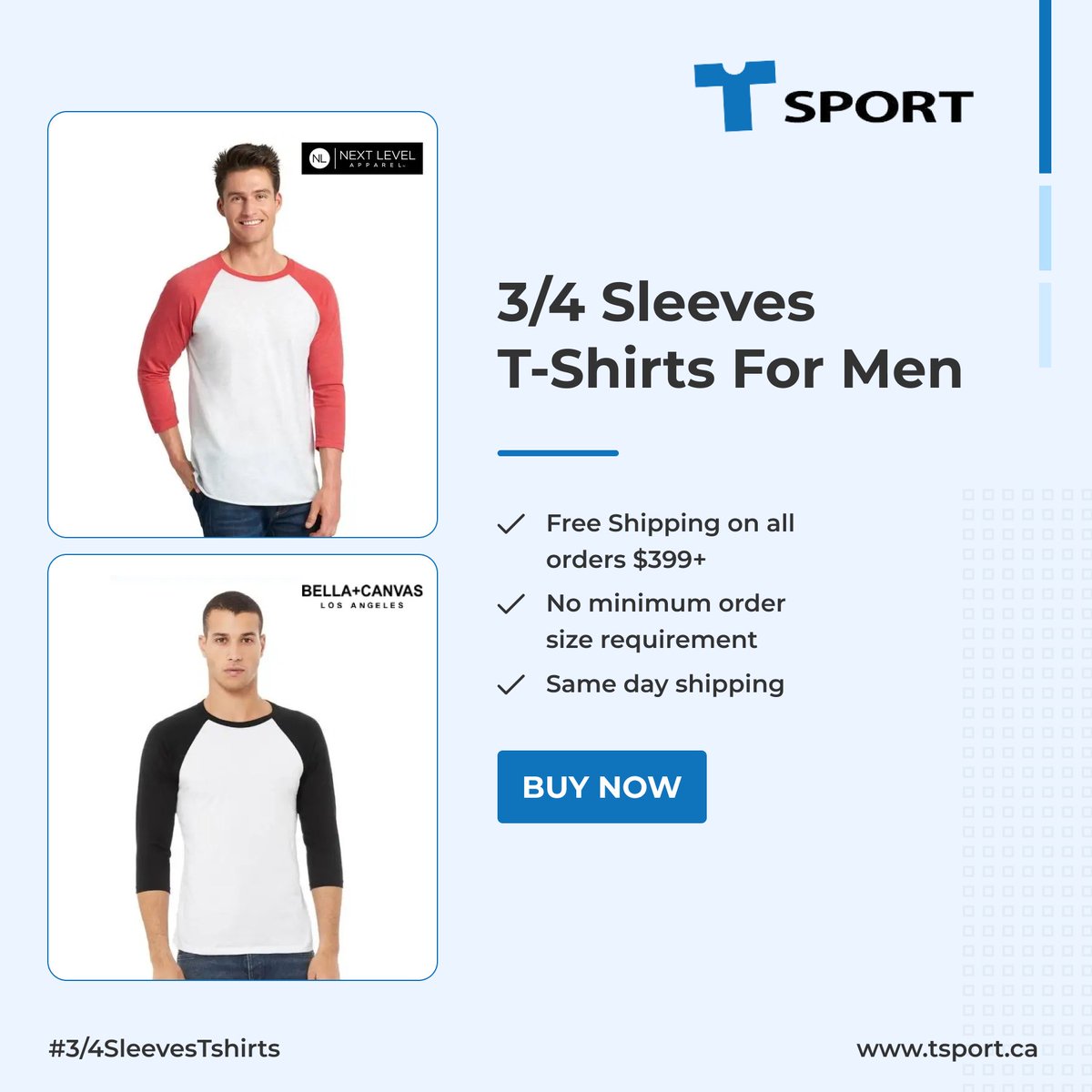 tsport_ca's tweet photo. Express your individuality with these unique 3/4 sleeves. Stand out from the crowd. 😀 https://t.co/0PV5iFFzR5

#raglantshirt #wholesaletshirs #blankapparel #canada #TSport https://t.co/f7d7Osoax8