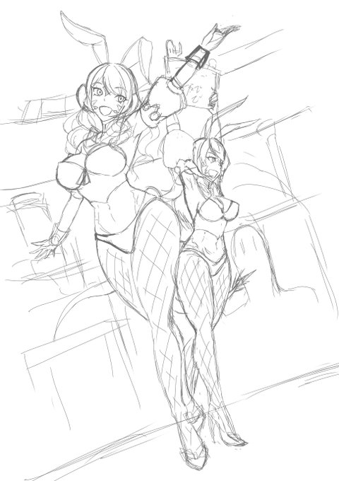 フレンドさんが最近バニーで冒険されてるので浮かんできたイラストラフ
完成時に良い感じにトリミングします 