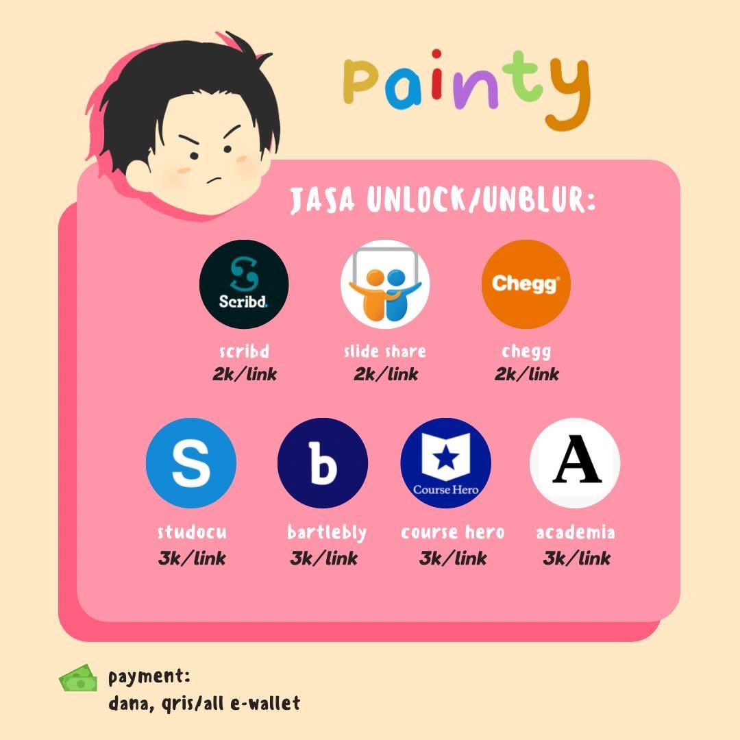croogn's tweet photo. #145 
Hallo aku buka jasa unlock dokumen:
• Scribd           
• Slideshare   
• Chegg          
• Course hero 
• Academia    
• Bartlebly      

Yuk langsung wa aja dijamin cepet
FASTRESP : https://t.co/jeFHkDUP1K✨

#zonauang #zonaba #unlockcoursehero
 #zonauang https://t.co/may7ZdjjZK