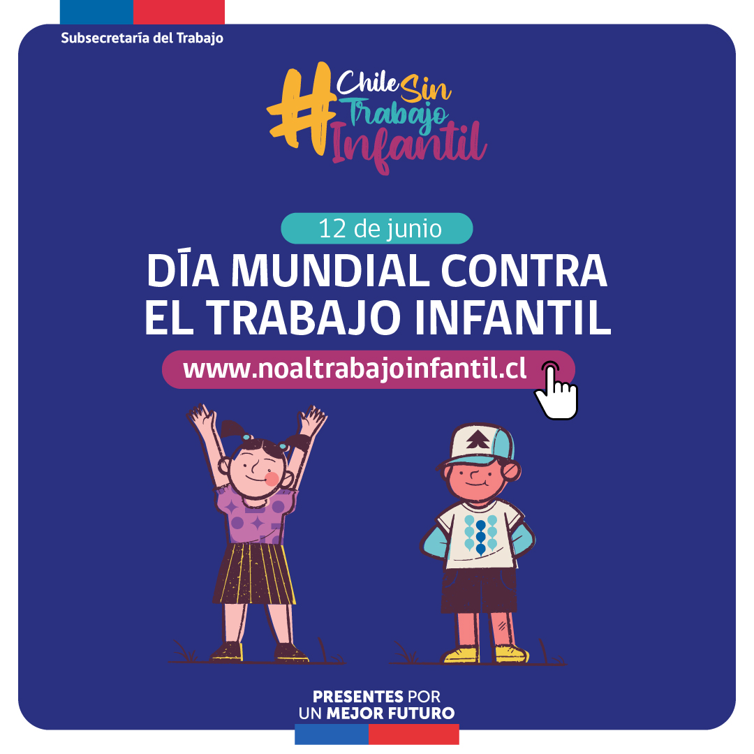 Hoy se conmemora el #DíaMundialContraElTrabajoInfantil 👧👶 

Esta fecha tiene como objetivo informar y sensibilizar sobre el trabajo infantil como una vulneración de derechos y por qué es importante su prevención y erradicación. Nuestro compromiso por un #ChileSinTrabajoInfantil