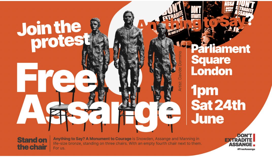 We will be at  Parliament Square on Saturday 24th June to stand up for #JulianAssange ✊

#FreeAssangeNOW #JournalismIsNotACrime

@davide_dormino @AnythingtoSay_

dontextraditeassange.com/post/join-the-…