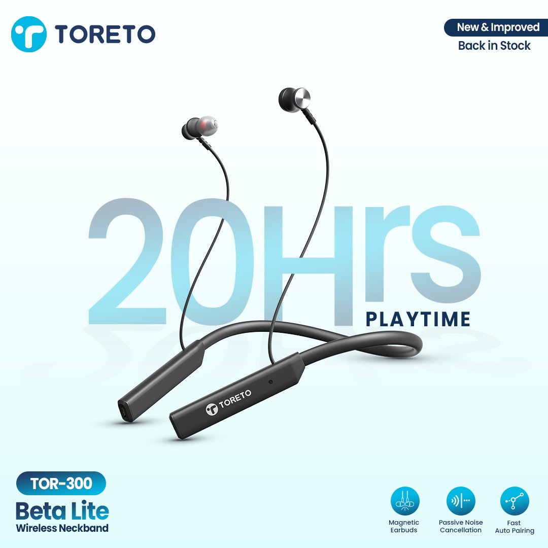 Get ready to experience a sonic revolution!🎶 Start your audio escapade with Beta Lite's enhanced sound quality and sleek design. Now in a new & improved version.

#ToretoIndia #BeYou #Neckband #BetaLite #NewAndImproved #WirelessAudio #MusicLovers #SoundQuality #Stylish #explore