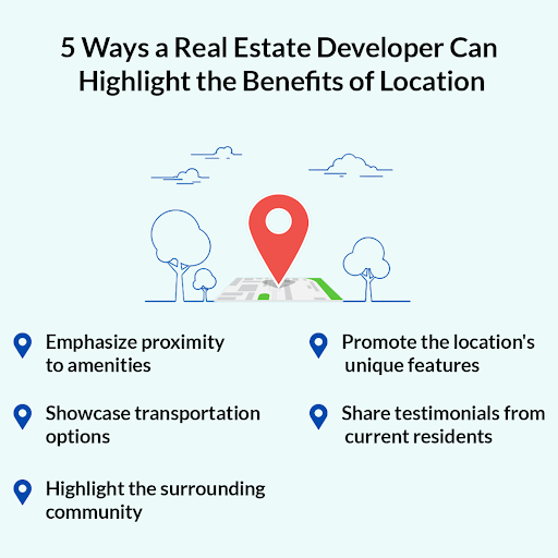 You can help potential buyers see the value of the property and ultimately make a more informed decision. Moreover, here are five ways to highlight the benefits of location.#PropertyDeveloper #RealEstateDeveloper #PropertyInvestment #PropertyDevelopment #NewDevelopment #wednesday