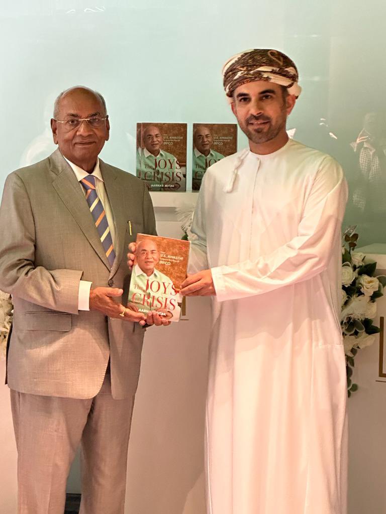 Today, the Board &amp; Management of <a href="/OMIFCO/">أوميفكو</a> hosted a cake cutting ceremony on publishing of a biography on me #TheJoysofCrisis published by <a href="/Rupa_Books/">Rupa Publications</a> written by Aarnab Mitra. I presented a signed copy to all the Board Members of OMIFCO. It also talks about formation of OMIFCO.