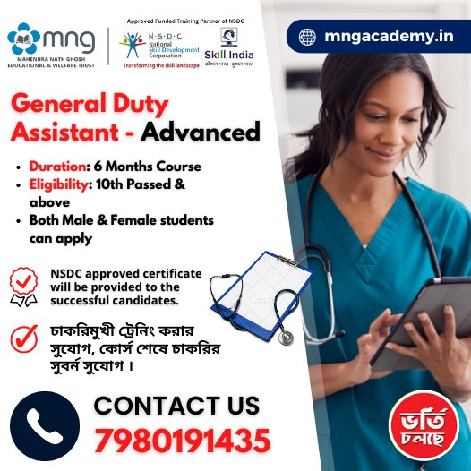 Join in our GDA Advance Course if you want to be NSDC Certified General Duty Assistant in Kolkata and step into the healthcare industry. Contact us now @ +91 79801 91435 (Call or WhatsApp) #students #training #job #education #consultant #coachinginstitute #institute #SkillIndia