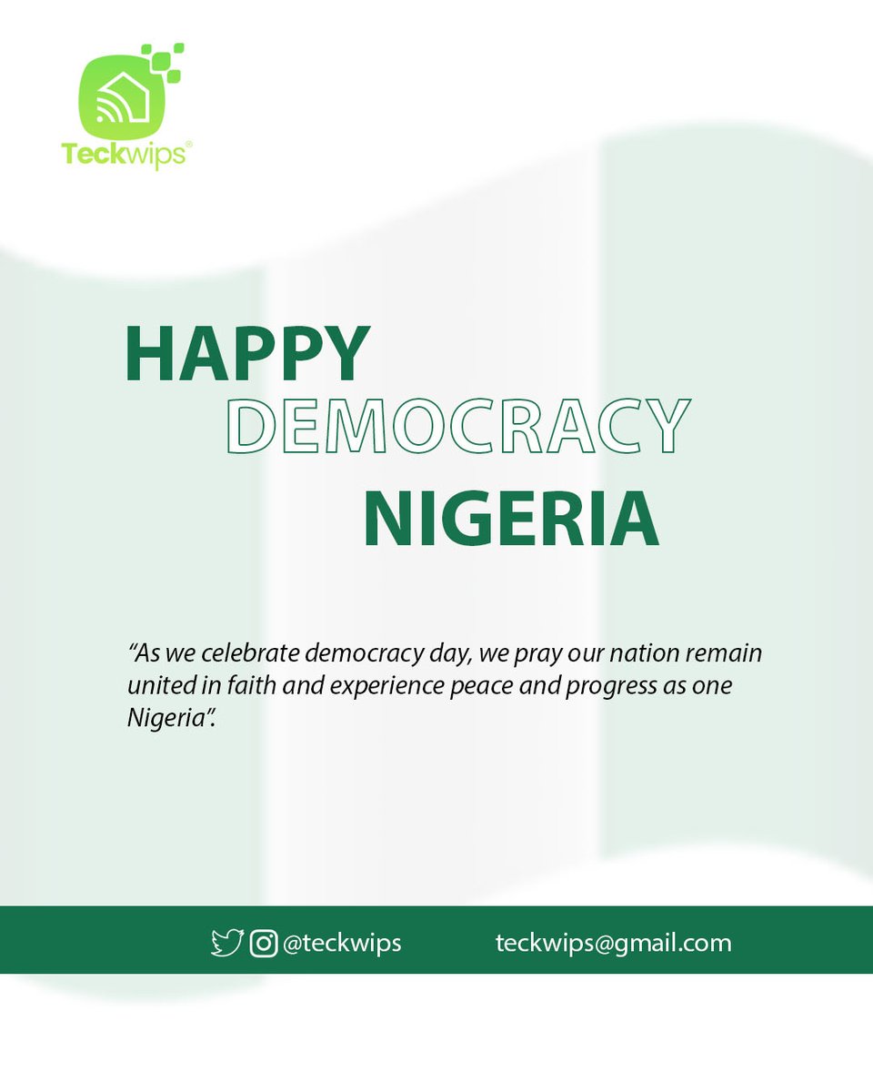 teckwips's tweet photo. Happy Democracy Day
#DemocracyDay #DemocracyDay2023 https://t.co/rnBzkuIggw