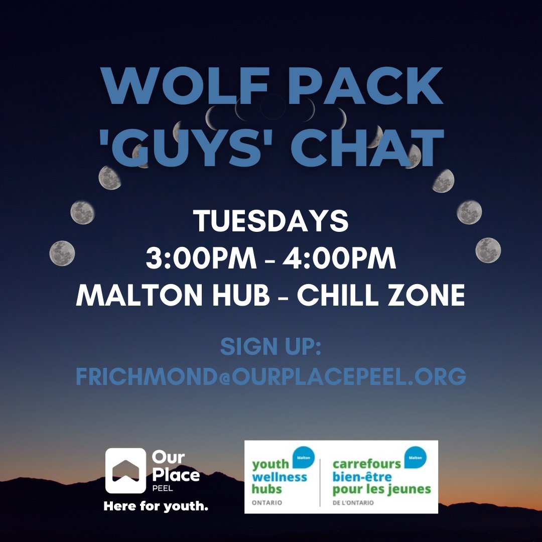 Our Wolf Pack ‘Guys’ Chat meets Tuesdays at @malton_youthhub. If you are a youth aged 16-24 & identify as a ‘guy’, join us to connect and talk about the things that matter to you! 

#wolfpack #safespaceforyouth