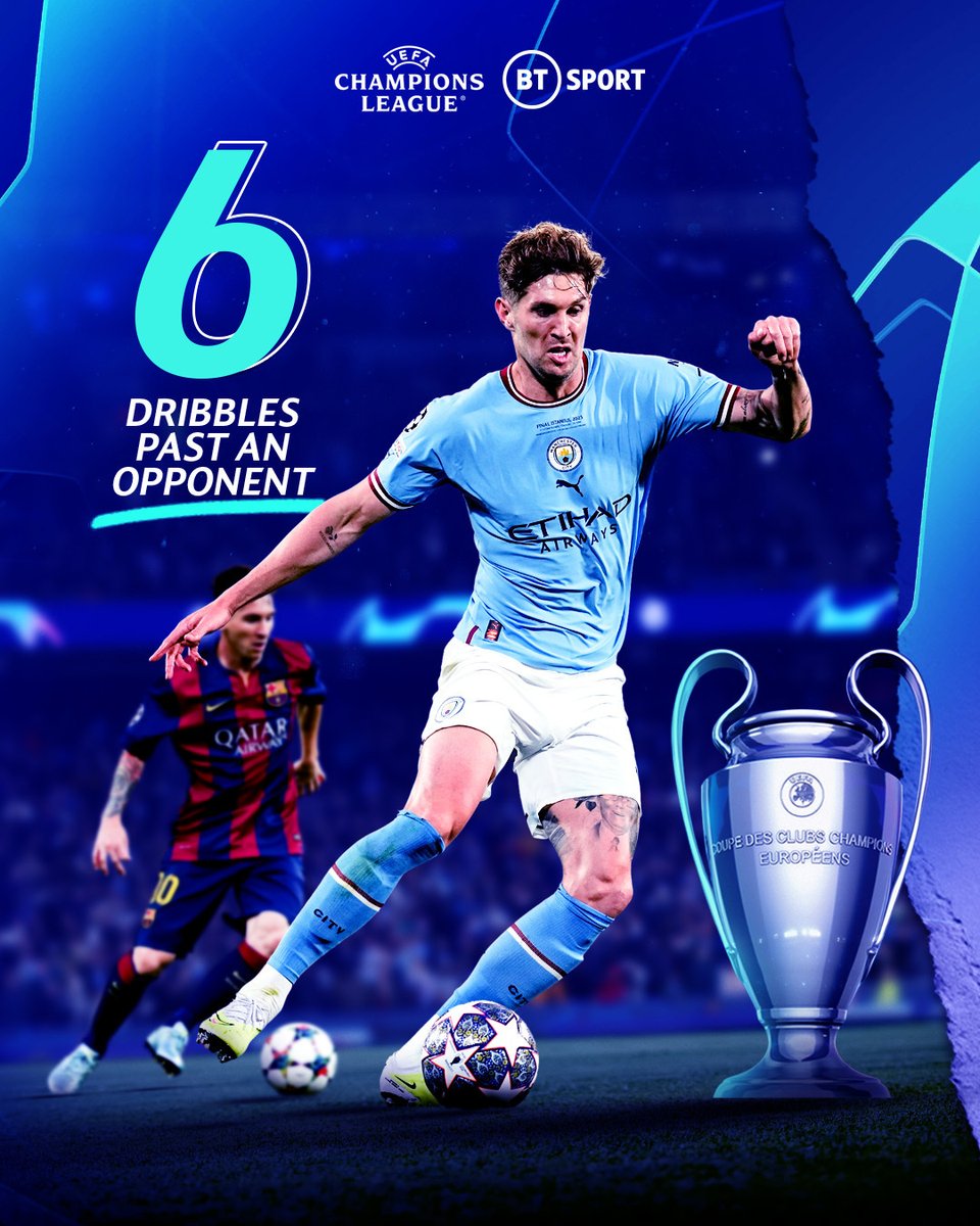 John Stones had the most #UCLfinal dribbles since Leo Messi in 2015 against Juventus 😮‍💨