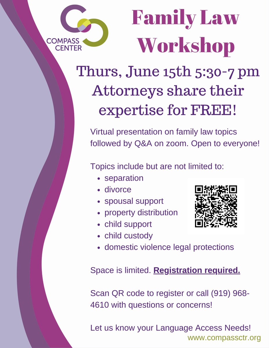 This month's workshop will be on the 15th, 5:30-7pm. Come learn and ask a Family Law expert all your questions about divorce, separation, child support, custody, alimony and property division! #freelegal #familylaw #knowledgeispower
