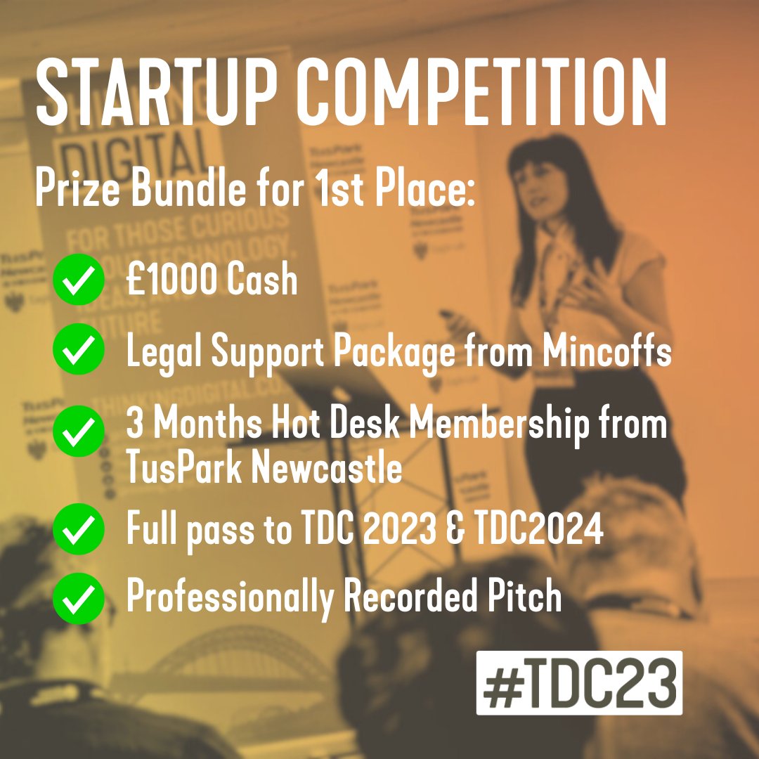 This Friday is deadline day to apply for the TDC23 Start Up Competition - now in its 10th year. If you'd like to apply and take advantage of the amazing platform it offers, plus these great prizes - get on it! Sponsored by our friends <a href="/mincoffs/">Mincoffs Solicitors</a> PLS RT thinkingdigital.co.uk/startups/