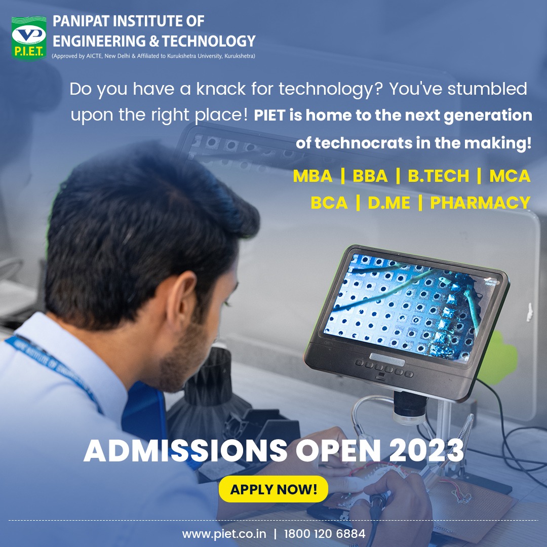 The various labs, events, guest lectures and overall infrastructure at PIET enables us to stay ahead of the curve in providing the best in technical education the 21st century has to offer.

#piet #yespiet #topcollegeinpanipat #panipattopcollege #bestcollegeinpanipat