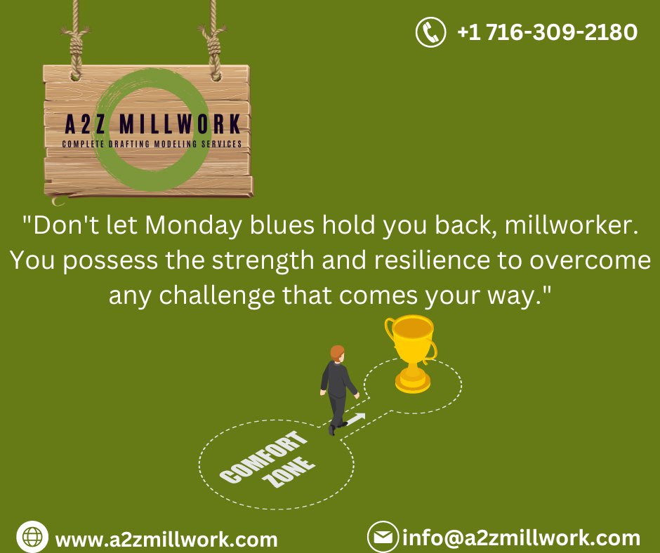 🌟 Rise and shine, millworker! 🌟 
Don't let those Monday blues hold you back. You are a powerhouse of strength and resilience, capable of conquering any challenge that comes your way. 

#a2zmillwork #canada #usa #lasvegas #ontario #MondayMotivation #MillworkerLife