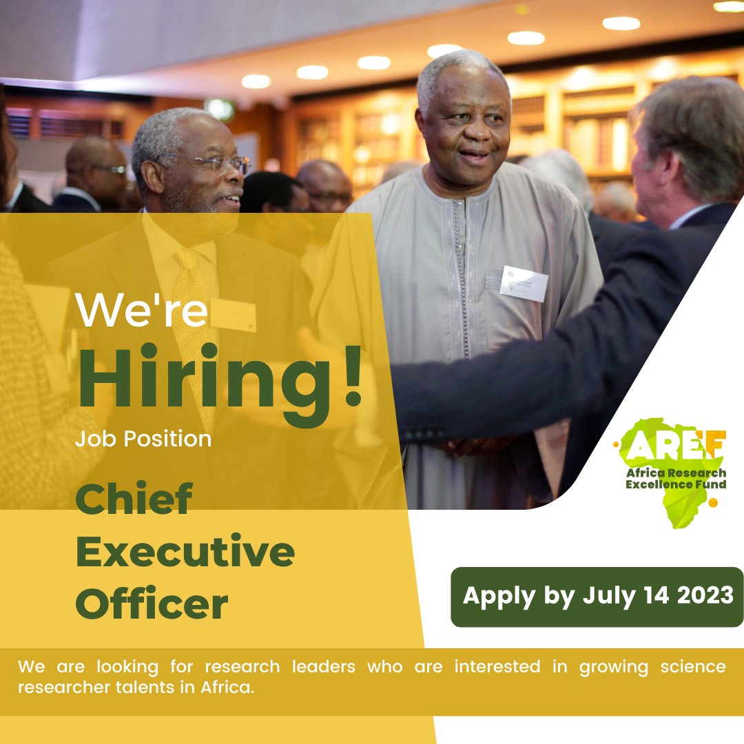 AREF_Africa's tweet photo. Are you a leader passionate about health research in #Africa?  🚨

We are looking for our new #CEO to:

📈drive our growth by implementing our strategic direction 
🥼oversee innovative programmes to build health research capacity in Africa.

Inquire more 👉🏿https://t.co/3ZnAScxtHz https://t.co/dR1bA0edYk