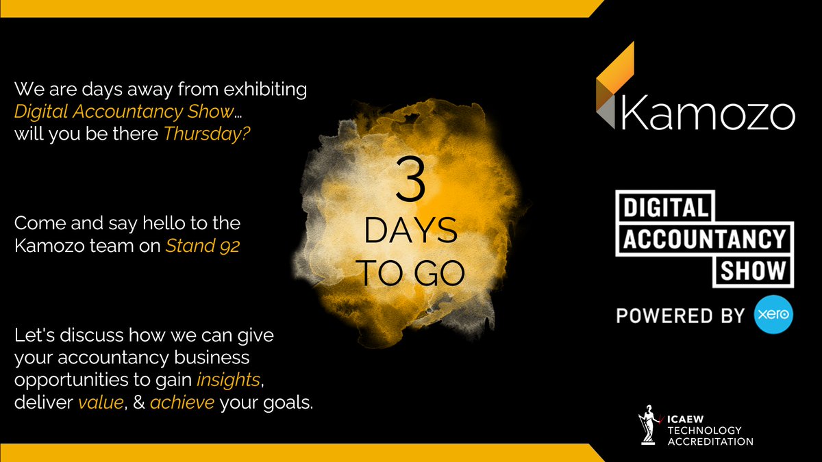 KamozoApp's tweet photo. #DigitalAccountancyShow is this Thursday! So close!  Whatever challenges your practice faces, our mission is to support you, to achieve your goals.  We're keen to learn about your business and how Kamozo can provide you insight and opportunity.  #Kamozo

@showaccountancy

#DAS23 https://t.co/An5w0i1GyX