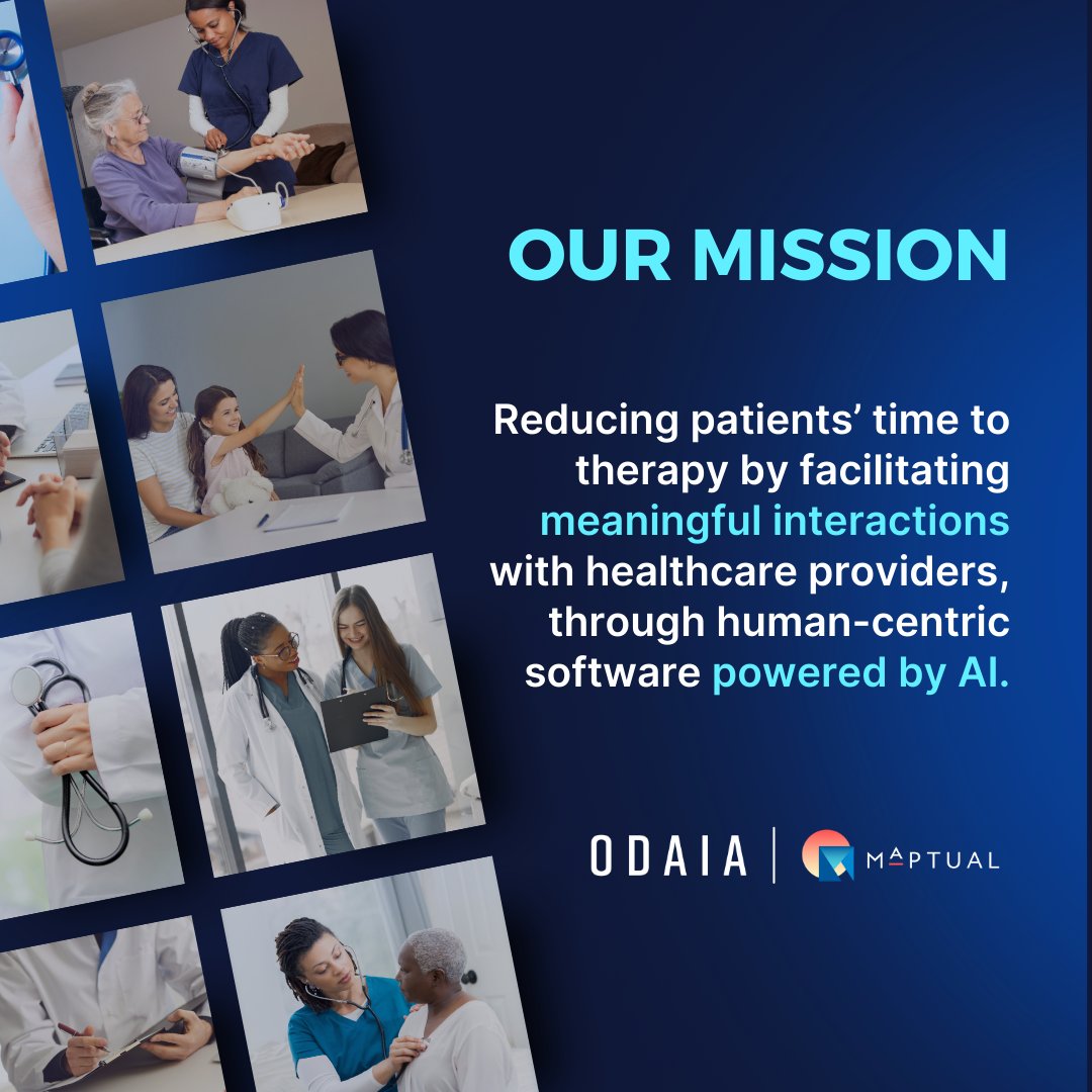 At #ODAIA, we're working to reduce #patients’ time to #therapy by facilitating meaningful interactions between #healthcareproviders. Together, we can make a difference in the lives of those who need it most. 

Learn more about ODAIA: odaia-2-0.webflow.io/about