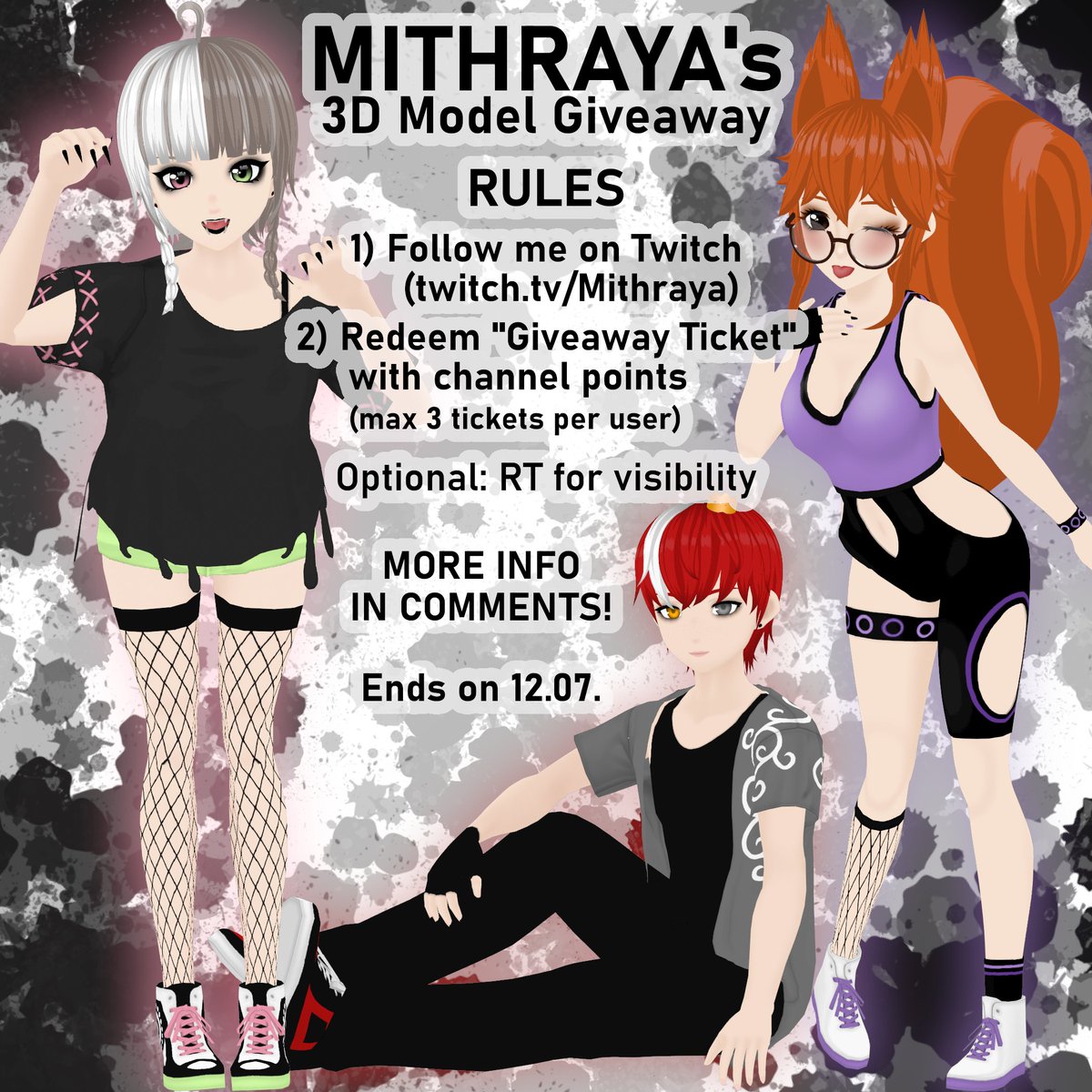 MithrayaTTV's tweet photo. ✨3D MODEL GIVEAWAY✨
(to celebrate 1400+ Twitch followers ❤️)

RULES:

1) Follow me on Twitch ("Mithraya" or link in comments)
2) Redeem "Giveaway Ticket" with channel points

Optional: RT for visibility

MORE INFO IN COMMENTS!

#vtuber #vtubers #giveaway #raffle #artraffle https://t.co/ULRRbClpGw