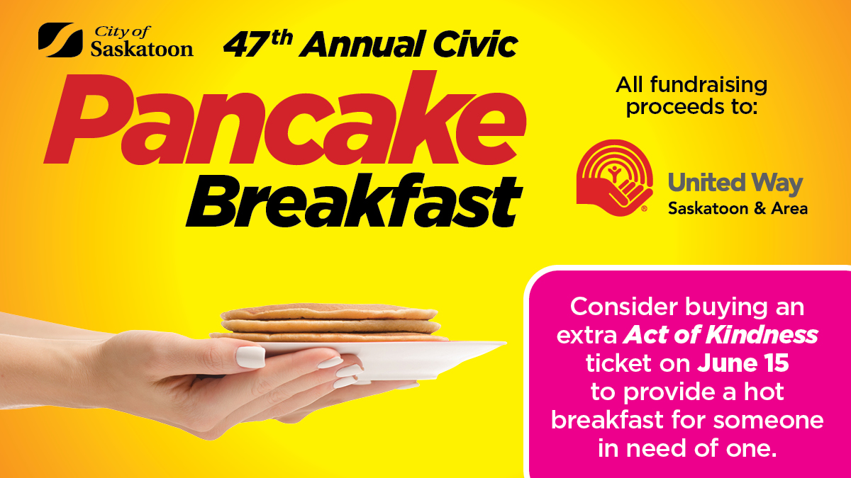 City of Saskatoon (@cityofsaskatoon) on Twitter photo Kindness is needed now - more than ever. Consider buying an extra $7 ticket for the #ActOfKindness Board & treat someone in need of a hot breakfast at the 47th Civic Pancake Breakfast, Thur., June 15. Proceeds from unused tickets go to <a href="/UnitedWayStoon/">United Way of Saskatoon and Area</a>.
bit.ly/3lwr8Xw Kindness is needed now - more than ever. Consider buying an extra $7 ticket for the #ActOfKindness Board & treat someone in need of a hot breakfast at the 47th Civic Pancake Breakfast, Thur., June 15. Proceeds from unused tickets go to <a href="/UnitedWayStoon/">United Way of Saskatoon and Area</a>.
bit.ly/3lwr8Xw