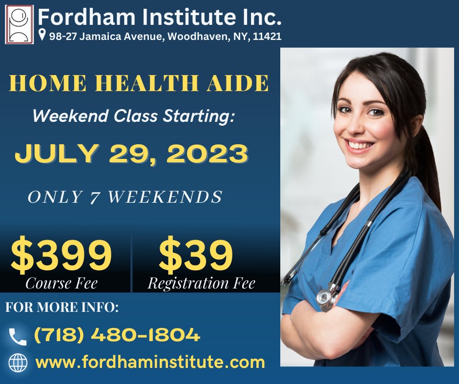 The  HHA training class starting July 29th is currently in session! Call (718) 480-1804

#HHA #Homehealthaidetraining #registernow #jobplacementassistance
Visit our website: fordhaminstitute.com
Location: 9827 Jamaica Avenue, Woodhaven, NY, 11421