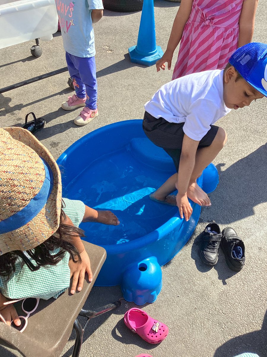 Sunshine calls for dipping your feet in some cool water and relaxing in some shade. #eyfs #outdoorplay