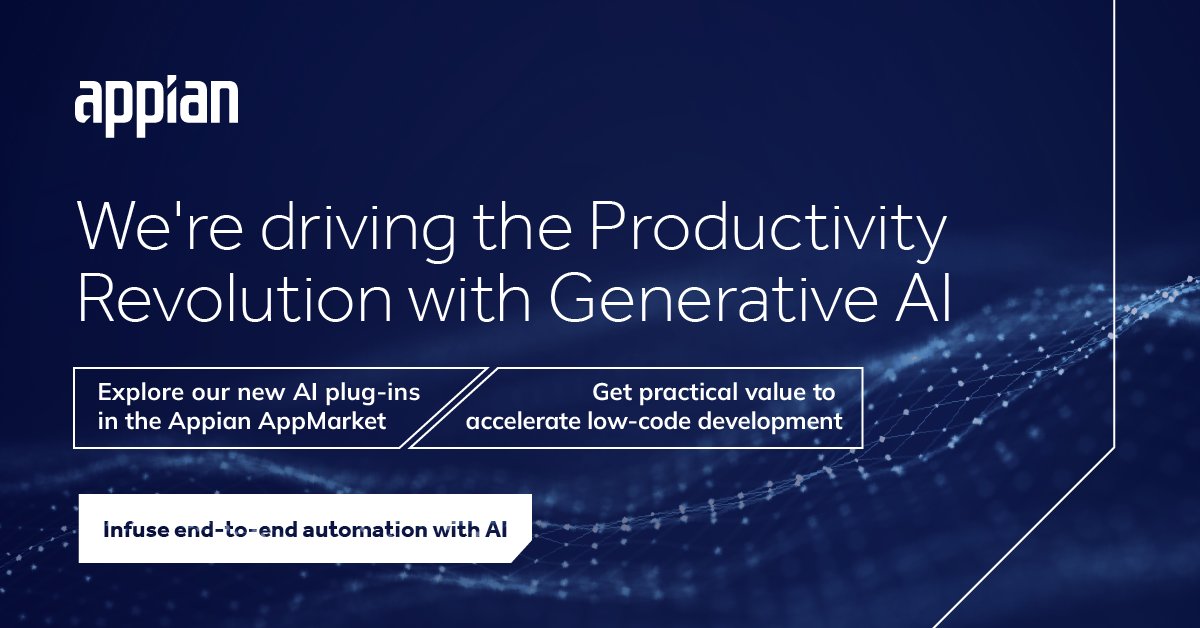 We’re excited to announce our expanded strategy and roadmap for generative AI in the Appian Platform! ⚡🧑🏽‍💻

Learn how we’re democratizing access and providing reliable private AI to protect our customers’ data: ap.pn/3CnUa49

#AI #processautomation #democratization